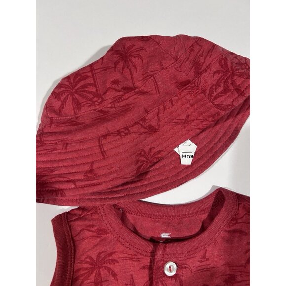 NEW Ohio State Buckeyes Colosseum Red Palm Trees Romper Hat Set Boys 6-12 M - Picture 6 of 8